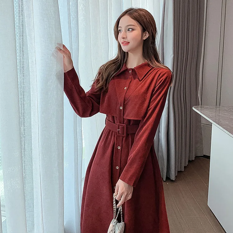 French corduroy dress 2020 new women's fashion trend A-line autumn winter vintage dress Cotton Regular A-Line
French corduroy dress 2020 new women's fashion trend A-line autumn winter vintage dress Cotton Regular A-Line