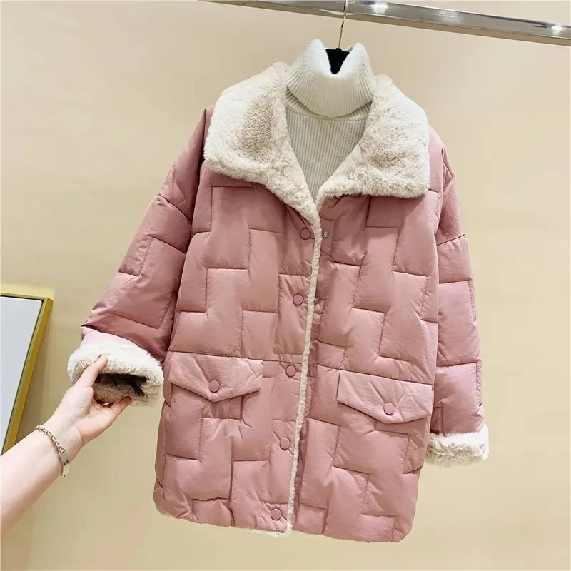 Lamb Collar Winter Parkas Women Solid Colors Add Velvet Puffy Jacket Thick Plus Size Snow Coat Windproof Kawaii Long Overcoat
Lamb Collar Winter Parkas Women Solid Colors Add Velvet Puffy Jacket Thick Plus Size Snow Coat Windproof Kawaii Long Overcoat