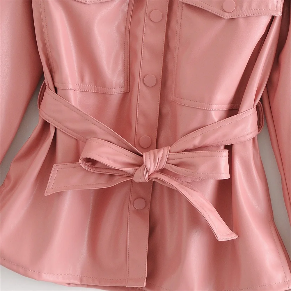 2020 summer women's new fashion casual handsome loose loose PU with belt-breasted ornaments solid color shirt jacket
2020 summer women's new fashion casual handsome loose loose PU with belt-breasted ornaments solid color shirt jacket