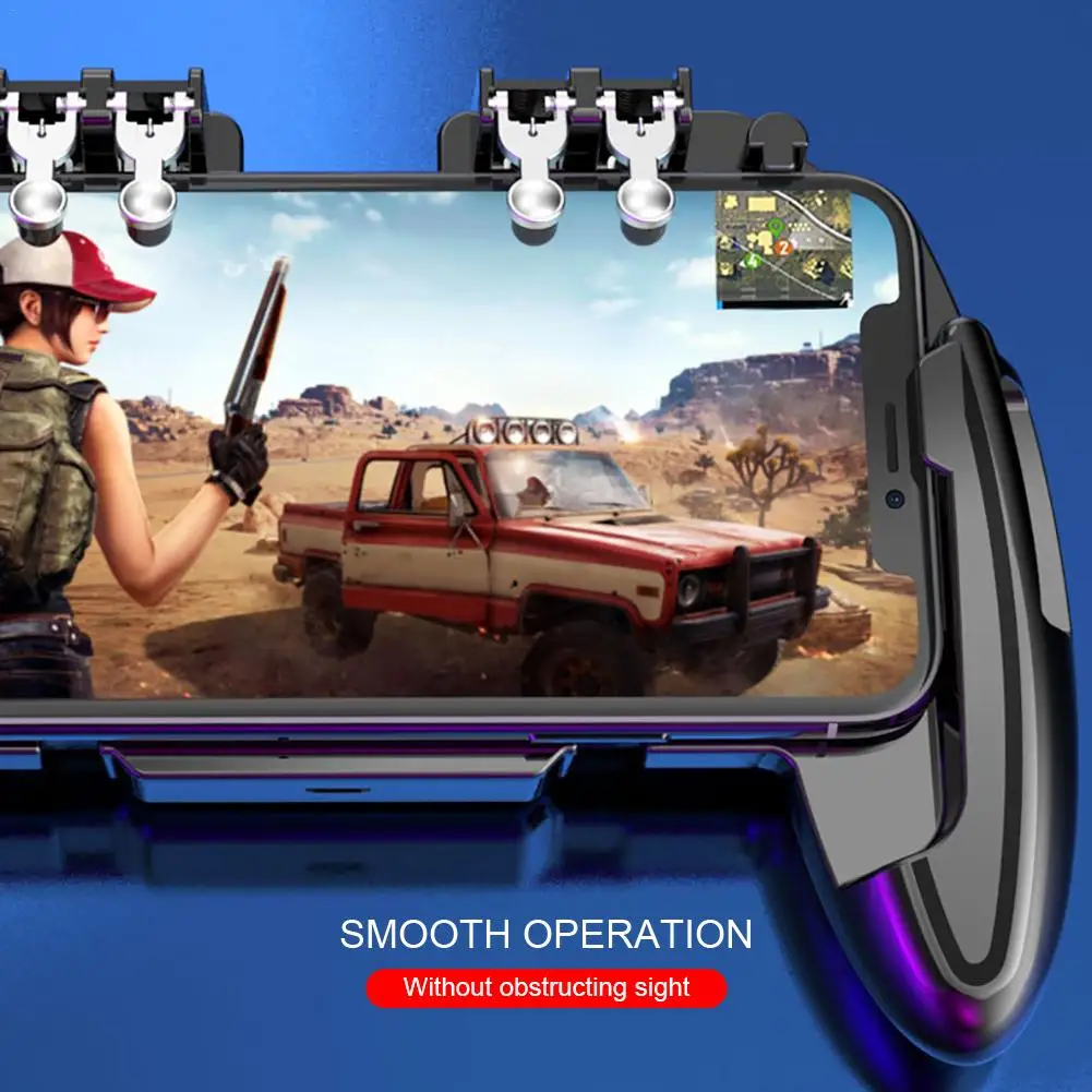 Six Finger PUBG Mobile Game Controller Gamepad Trigger Aim Button L1R1 Joystick For IPhone Android With Cooler Cooling Original
Six Finger PUBG Mobile Game Controller Gamepad Trigger Aim Button L1R1 Joystick For IPhone Android With Cooler Cooling Original
