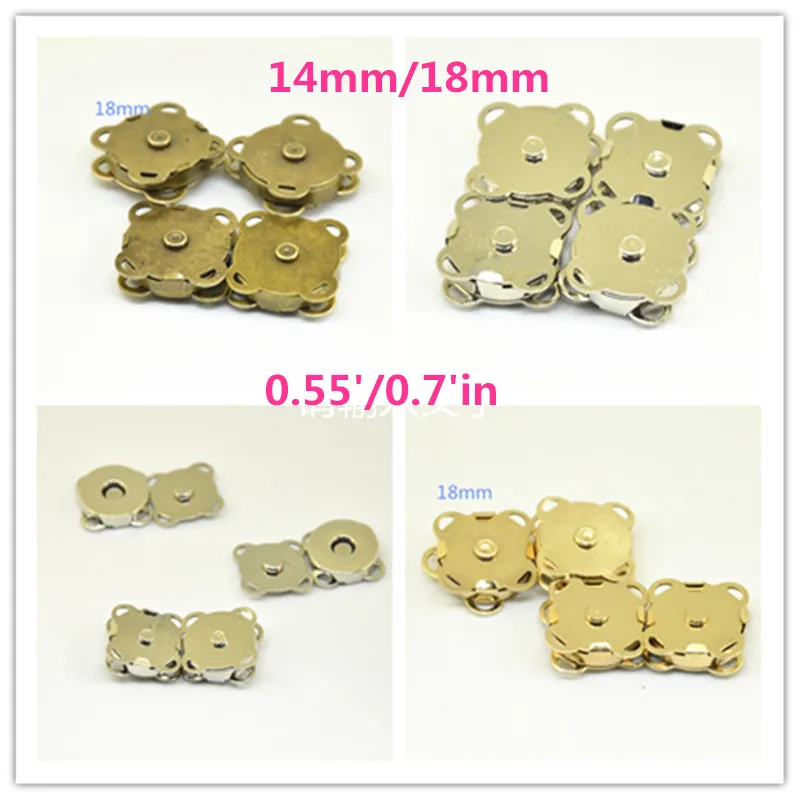 

50 pcs 14mm/18mm Metal Magnetic Snap Fasteners Clasps Buttons Purse Gold/Silver/Antique Bronze Sewing DIY Closures Bag Craft