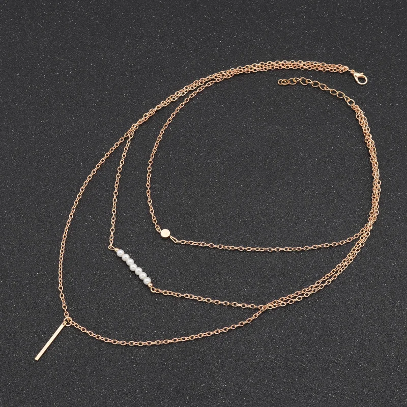 New Fashion Elegant Pearls Chain Necklaces for Women Multi Layer Sequins Bar Pendants Necklaces Clavicle Chain Necklaces
New Fashion Elegant Pearls Chain Necklaces for Women Multi Layer Sequins Bar Pendants Necklaces Clavicle Chain Necklaces