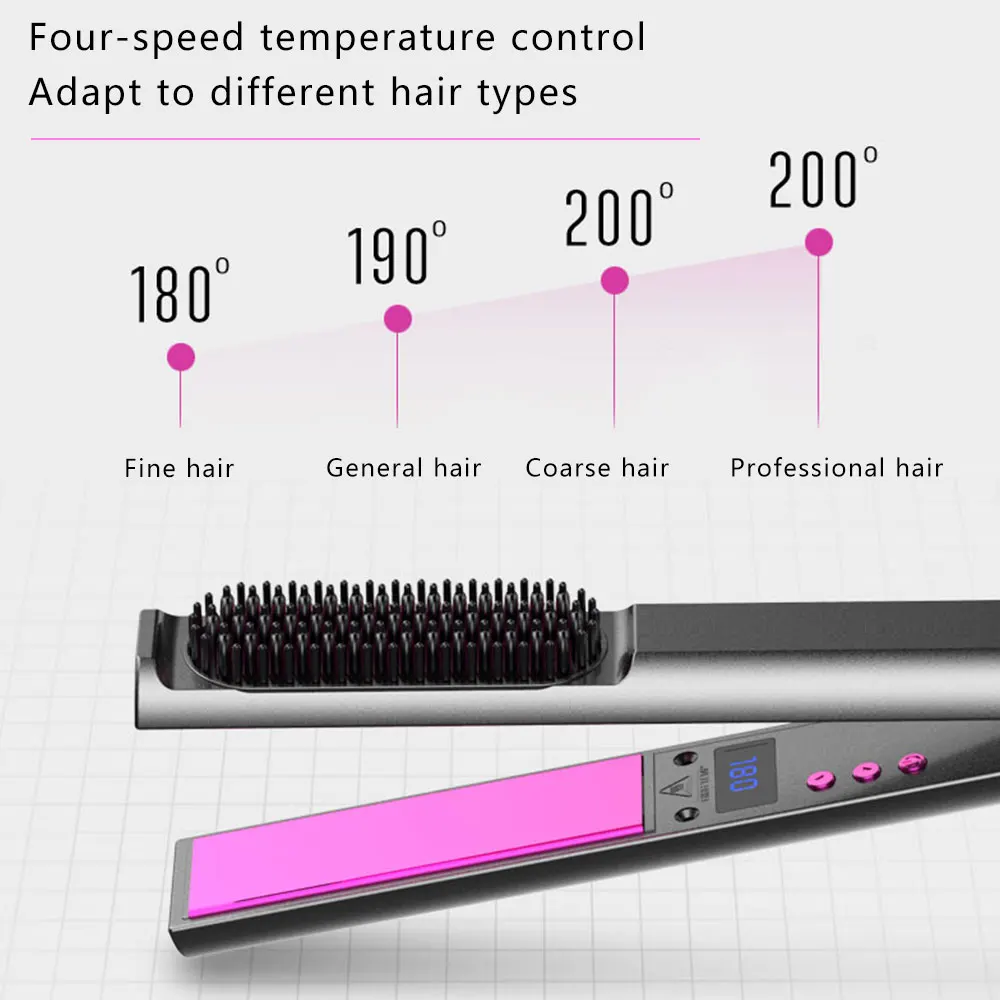 2 In 1 Hair Straightener Hot Heating Comb Four-gear Temperature Adjustment Ceramic Tourmaline Ionic Flat Iron Hair Straightener
2 In 1 Hair Straightener Hot Heating Comb Four-gear Temperature Adjustment Ceramic Tourmaline Ionic Flat Iron Hair Straightener