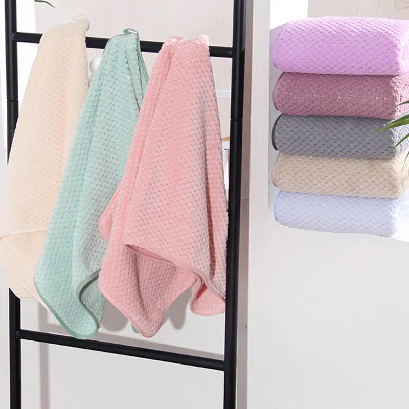 

75*35CM Soft Coral Fleece Towels Thick Pineapple Grid Hand Towel Face Care Towel Strong Water Absorption Wash Towels