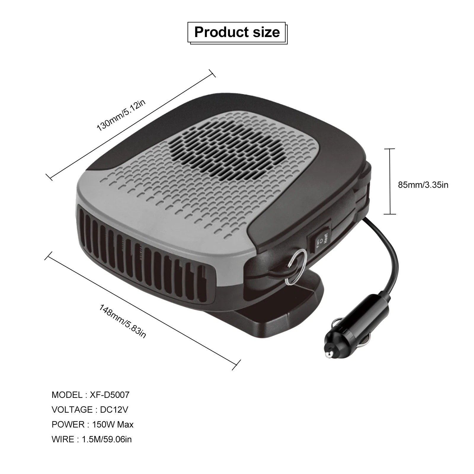 2 in 1 Portable Fast Heating Car Heater Windsheild Defroster Windscreen Defogger Demister 12V 150W Plug in Cigarette Lighter
2 in 1 Portable Fast Heating Car Heater Windsheild Defroster Windscreen Defogger Demister 12V 150W Plug in Cigarette Lighter