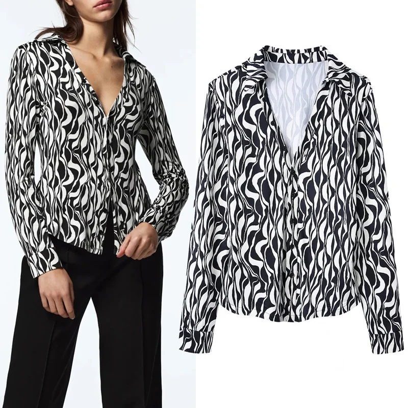 TRAF Za Women Blouses 2021 Black Print Button Up Shirts Woman Fashion Autumn Fitted Long Sleeve Top Collared Vintage Short Shirt
TRAF Za Women Blouses 2021 Black Print Button Up Shirts Woman Fashion Autumn Fitted Long Sleeve Top Collared Vintage Short Shirt