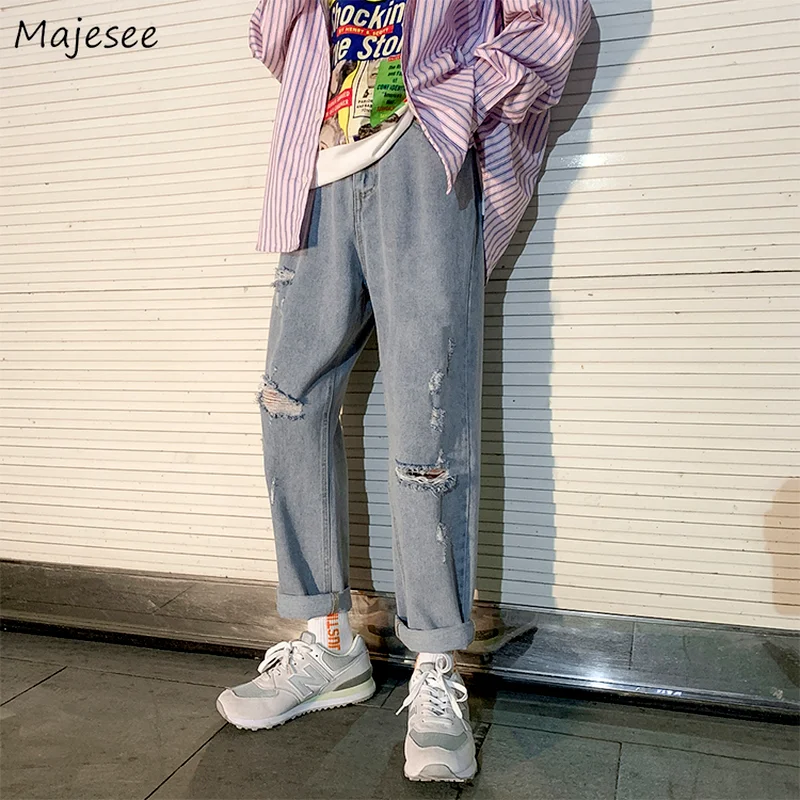 Ankle-length Oversized 3XL Loose Jeans Men Hole Design Summer Fashion Chic Straight Harajuku Teens Korean Style All-match Simple
Ankle-length Oversized 3XL Loose Jeans Men Hole Design Summer Fashion Chic Straight Harajuku Teens Korean Style All-match Simple