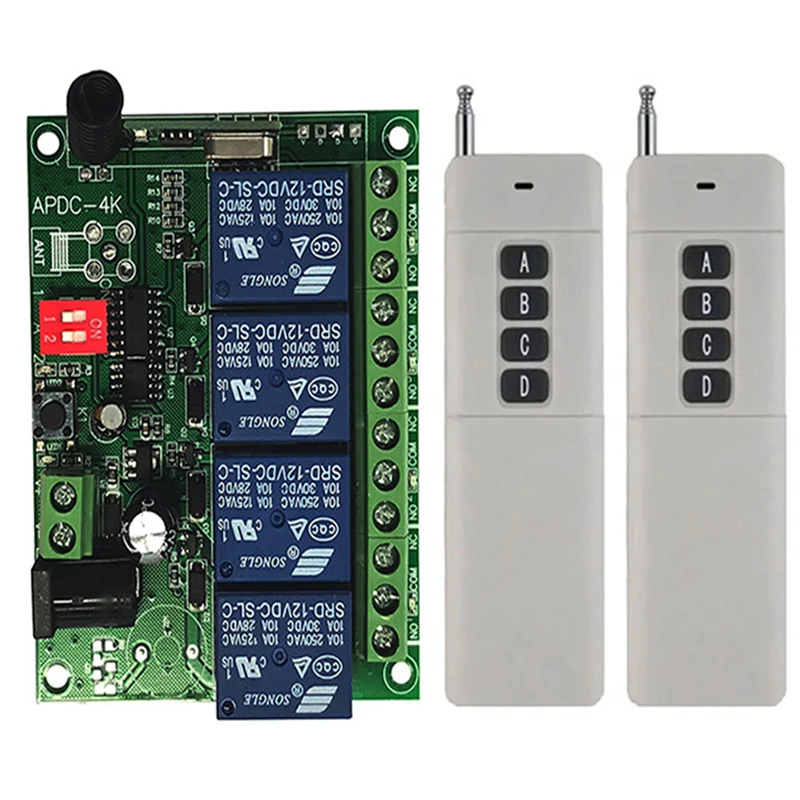 3000m 433Mhz Universal Wireless Remote Switch DC 12V 24V 4CH relay Receiver Module and RF Remote Control 433 Mhz Transmitter
3000m 433Mhz Universal Wireless Remote Switch DC 12V 24V 4CH relay Receiver Module and RF Remote Control 433 Mhz Transmitter