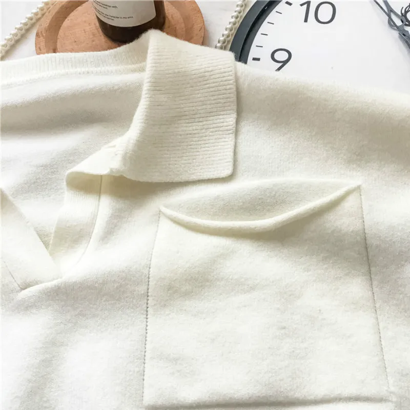 Kimutomo Women Black Knitted Sweater Spring Autumn 2021 Korea Chic Girls Turn-down Collar Solid Long Sleeve Short Tops
Kimutomo Women Black Knitted Sweater Spring Autumn 2021 Korea Chic Girls Turn-down Collar Solid Long Sleeve Short Tops