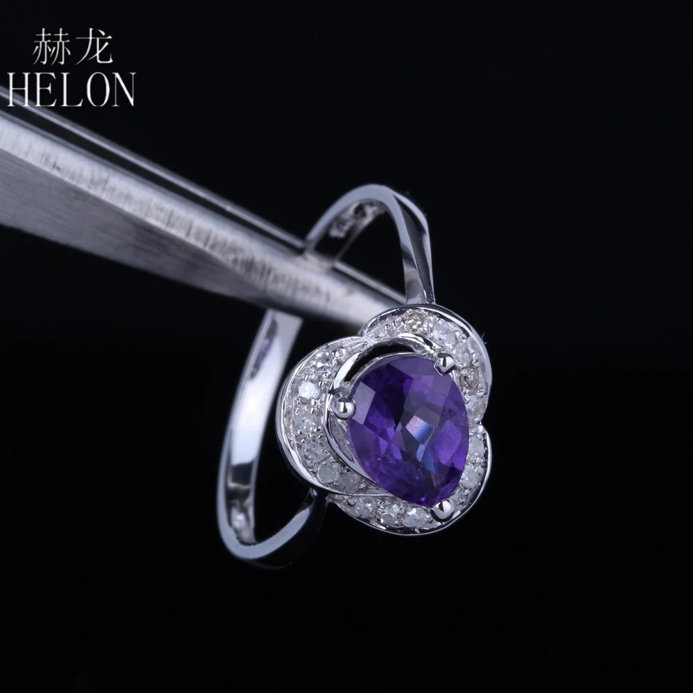 HELON Solid 14K White Gold Pear 1ct Genuine Natural Amethyst 0.15ct Diamond Engagement Wedding Ring Anniversar Gem Fine Jewelry
HELON Solid 14K White Gold Pear 1ct Genuine Natural Amethyst 0.15ct Diamond Engagement Wedding Ring Anniversar Gem Fine Jewelry