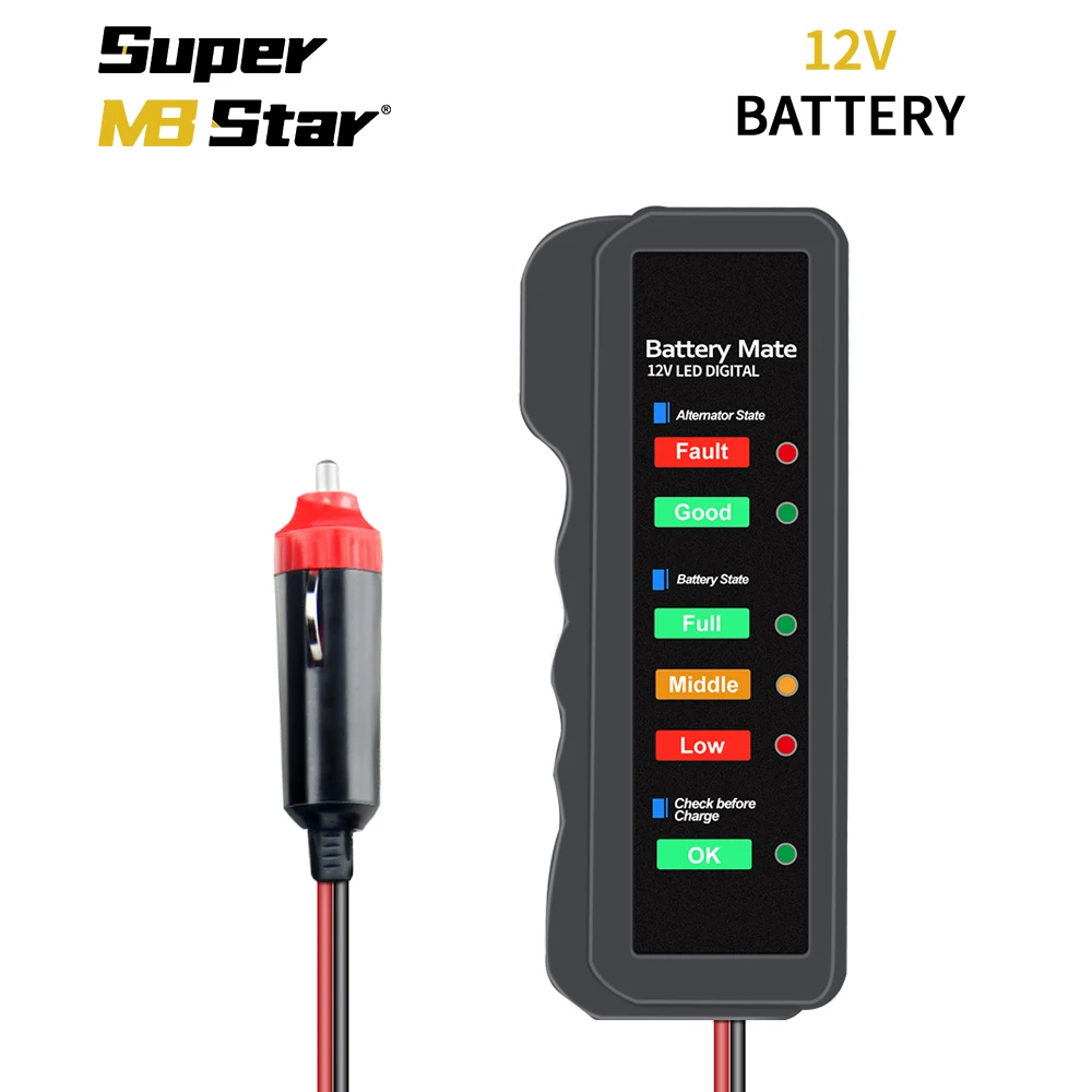 12V Car Battery Tester BM320 Car Digital Test 6 LED Lights Display Overload Checker Automotive Voltage Checker Test Analyzer
12V Car Battery Tester BM320 Car Digital Test 6 LED Lights Display Overload Checker Automotive Voltage Checker Test Analyzer