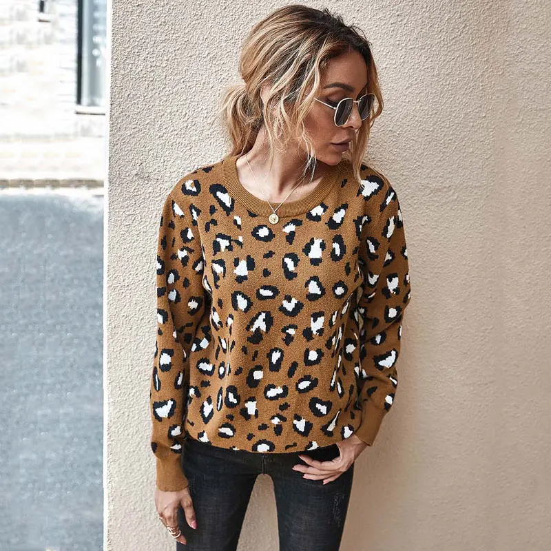 2020 Sexy Leopard Winter Sweater Women Jumper Ladies Autumn Pullover Women Long Sleeve Warm Backless Thick Sweater Female
