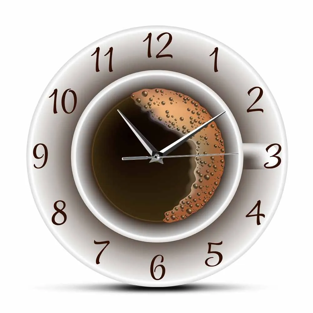 Cup of Coffee with Foam Decorative Silent Wall Clock Kitchen Decor Coffee Shop Wall Sign Timepiece Cafe Style Hanging Wall Watch
Cup of Coffee with Foam Decorative Silent Wall Clock Kitchen Decor Coffee Shop Wall Sign Timepiece Cafe Style Hanging Wall Watch