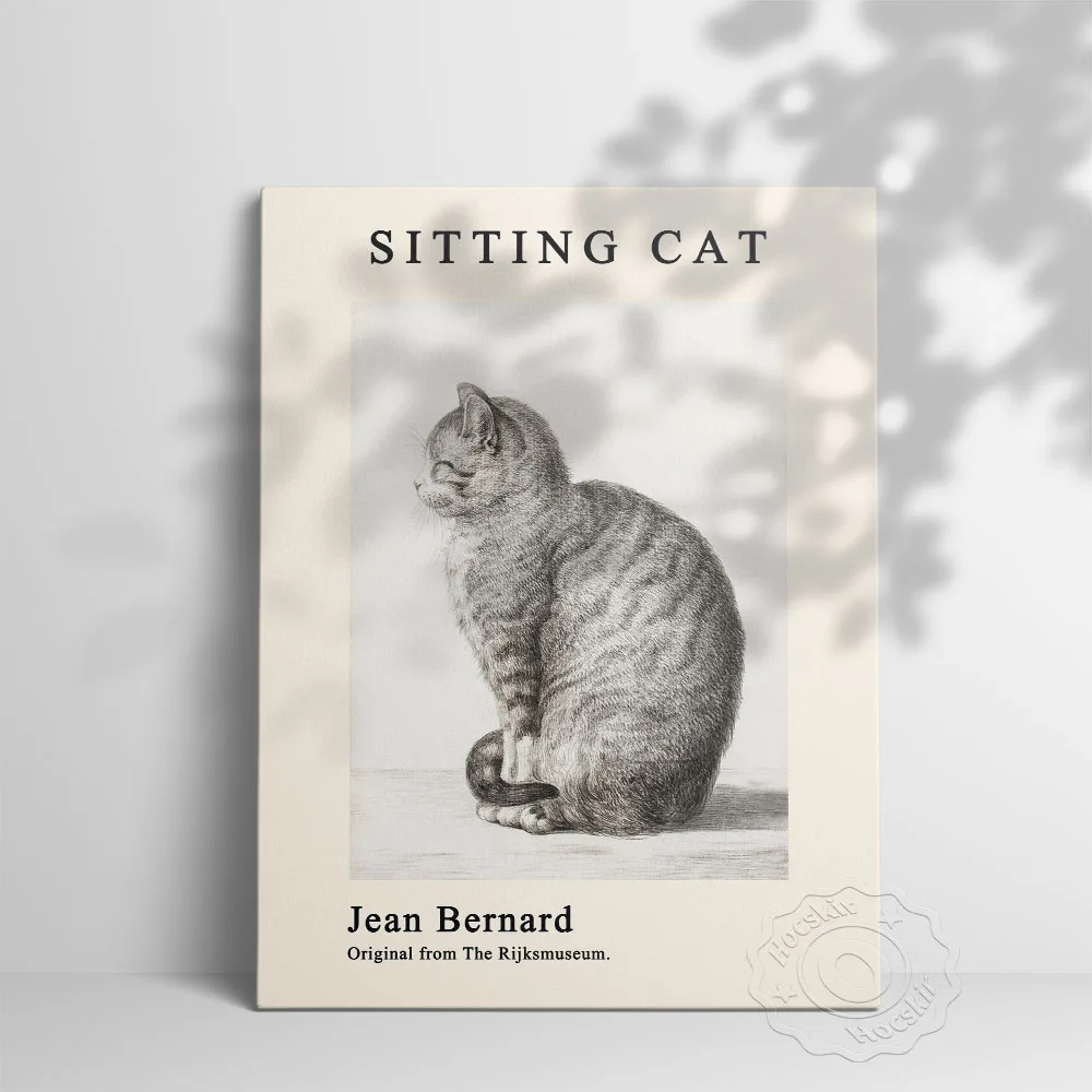 Выставочный плакат Джинса Бернара Бернар работает сидящим котом художественные