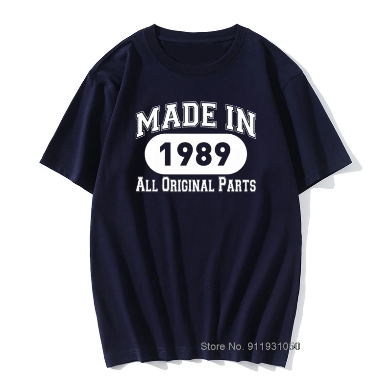 

Сделано в 1989 году, футболка на день рождения/футболка/для возраста до совершенства/Рождество/искусственная кожа/футболка на годовщину/хлопковые топы с круглым вырезом, футболки/искусственная кожа
