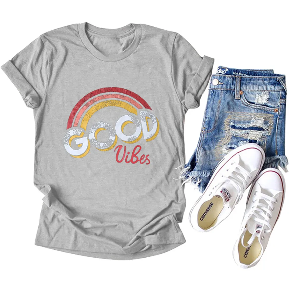 GOOD VIBES Rainbow Print Harajuku Woman Tshirts Aesthetic Kpop Ropa Mujer Verano 2020 Oversized Summer Vintage Tshirt Kawaii Top
GOOD VIBES Rainbow Print Harajuku Woman Tshirts Aesthetic Kpop Ropa Mujer Verano 2020 Oversized Summer Vintage Tshirt Kawaii Top