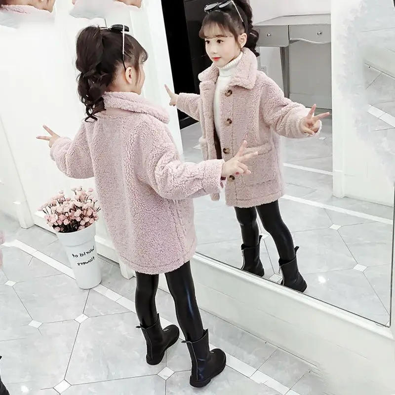 2021 New Beautiful Girl Spring Jacket Long Toddler Child Warm Coat Lambswool Outwear Teenage Clothes Green Pink High Quality
2021 New Beautiful Girl Spring Jacket Long Toddler Child Warm Coat Lambswool Outwear Teenage Clothes Green Pink High Quality