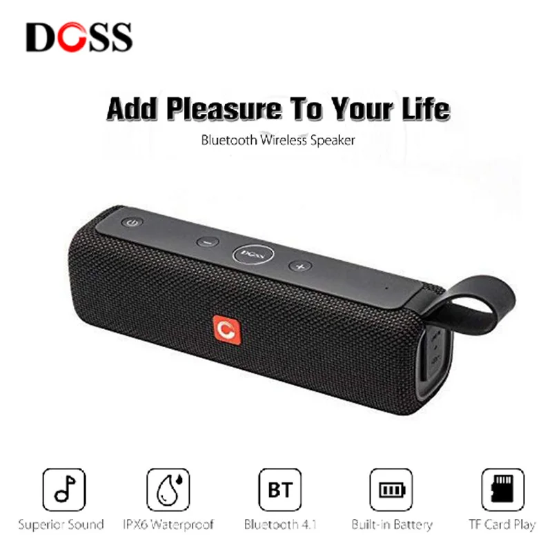 Оригинальный DOSS E Go II Портативный беспроводной Bluetooth динамик Улучшенный Бас