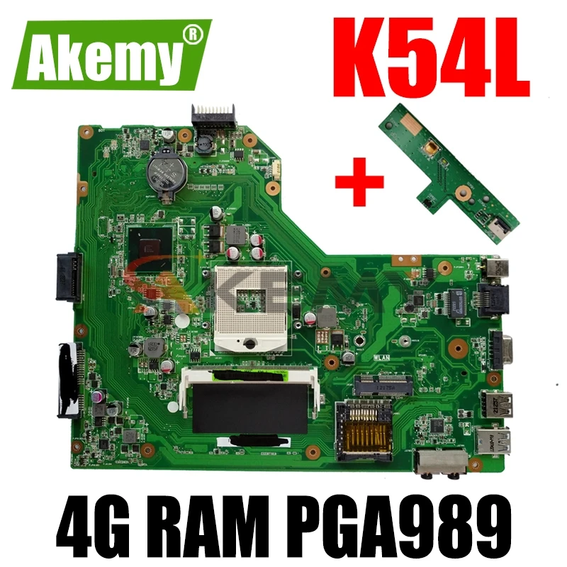 Akemy K54L материнская плата для ноутбука Asus X54L K54 K54LY тест оригинальная 4G RAM PGA989 -