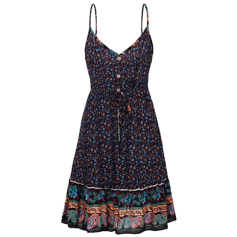 2020 Cross-Border Women's Hot Beach Holiday Sexy Strap Sleeveless V-neck Printed Short Skirt Dress
2020 Cross-Border Women's Hot Beach Holiday Sexy Strap Sleeveless V-neck Printed Short Skirt Dress