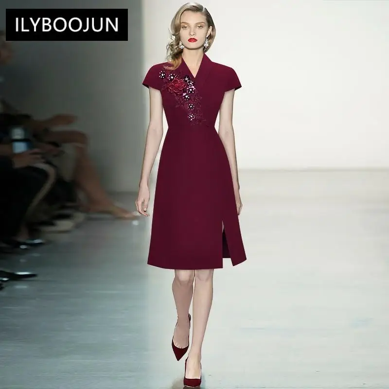 Fashion Runway Summer Party Dresses Women's Black Embroidery Applique Beading Short Sleeve Elegant Knee-Length Dress
Fashion Runway Summer Party Dresses Women's Black Embroidery Applique Beading Short Sleeve Elegant Knee-Length Dress