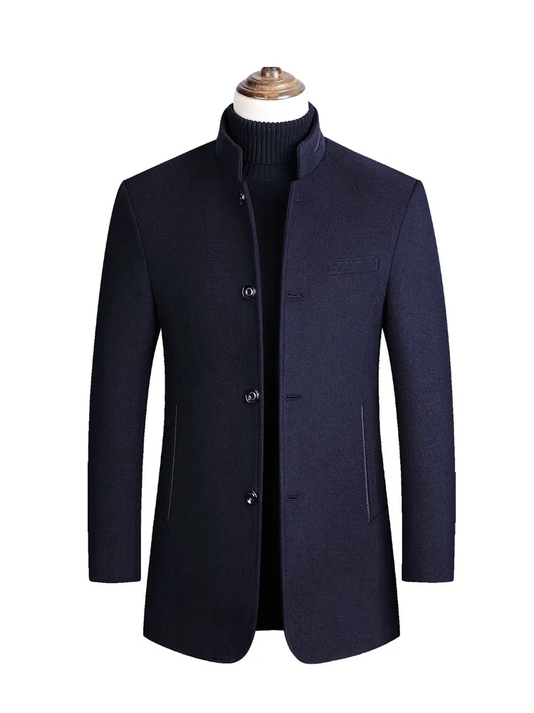 

New Winter Middle-aged Men Plus Cotton and Wool Brief Paragraph Coat thick Woolen Cloth Leisure Cloth Jacket Single-breasted