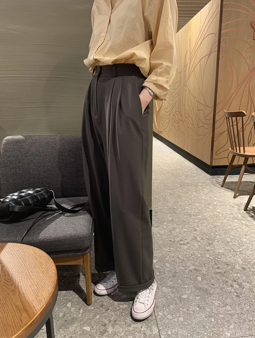 Korean Chic French Minority Slimming Versatile Polo Top + Retro High Waist Wide-Leg Casual Pants Two-Piece Suit Fashion 
Korean Chic French Minority Slimming Versatile Polo Top + Retro High Waist Wide-Leg Casual Pants Two-Piece Suit Fashion