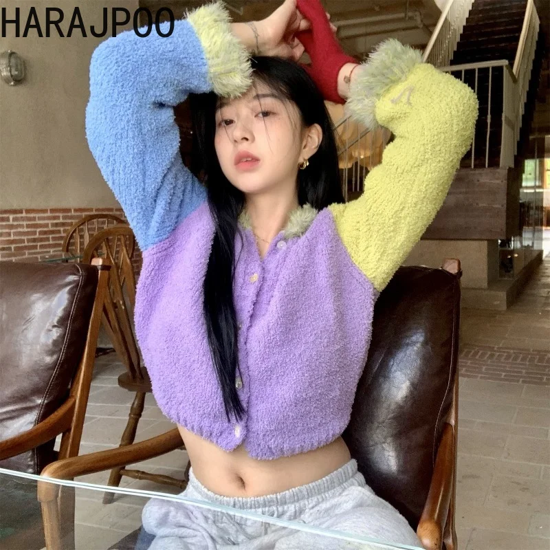 Cardigan Harajpoo Women Purple Knitwear Ins Color Matching Sweater Fall Winter 2021 New V Neck Loose Vintage Cropped Korean Tops
Cardigan Harajpoo Women Purple Knitwear Ins Color Matching Sweater Fall Winter 2021 New V Neck Loose Vintage Cropped Korean Tops