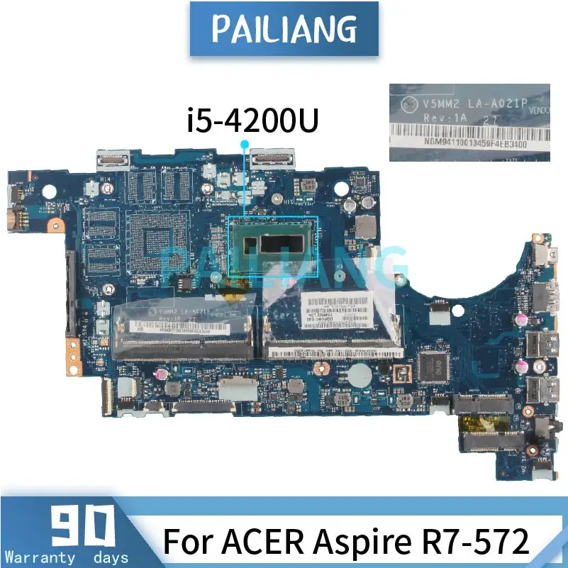 Mainboard For ACER Aspire R7-572 i5-4200U Laptop motherboard LA-A021P SR170 DDR3 Tested OK
Mainboard For ACER Aspire R7-572 i5-4200U Laptop motherboard LA-A021P SR170 DDR3 Tested OK