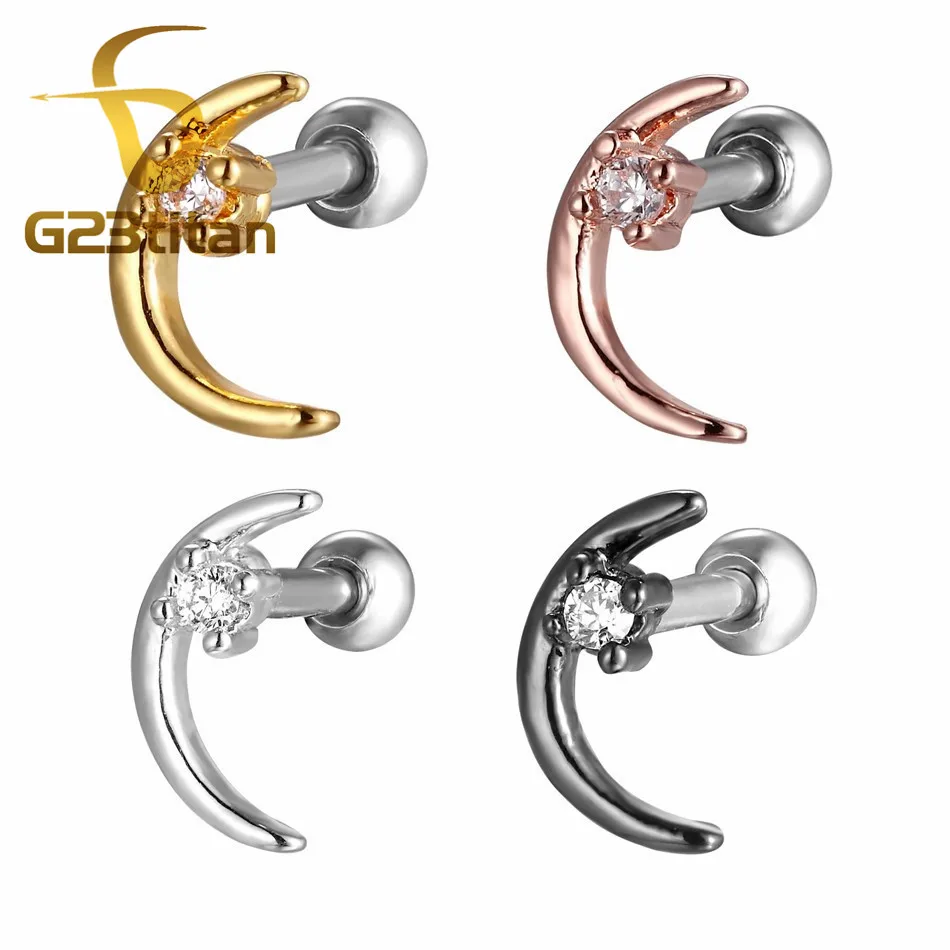 Simple CZ Zircon Moon Earring Women Ear Cartilage Helix Tragus Lobe Piercing Jewelry 16G 6mm Stainless Steel Barbell Screw Back
Simple CZ Zircon Moon Earring Women Ear Cartilage Helix Tragus Lobe Piercing Jewelry 16G 6mm Stainless Steel Barbell Screw Back