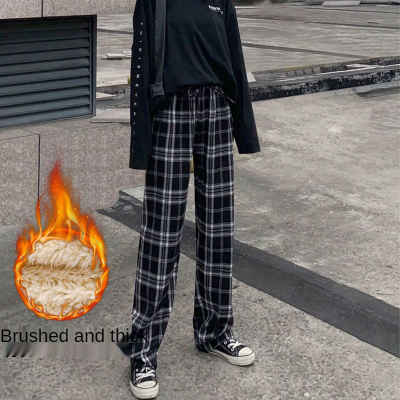 Warm thickening Trousers Women Plus Cashmere Warm Winter Pants Casual Retro Checkered Wide Leg Pants топ женский stacked pants
Warm thickening Trousers Women Plus Cashmere Warm Winter Pants Casual Retro Checkered Wide Leg Pants топ женский stacked pants