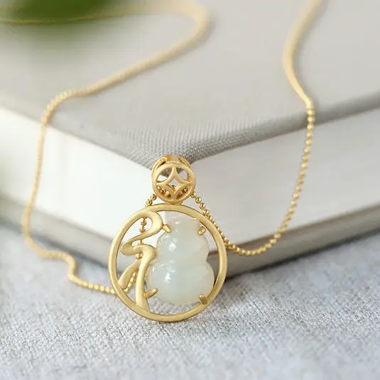 Original Natural Hetian Jade White Jade Personality Gourd Fu Character Chinese Style All-Match Ladies' necklaces for women
Original Natural Hetian Jade White Jade Personality Gourd Fu Character Chinese Style All-Match Ladies' necklaces for women