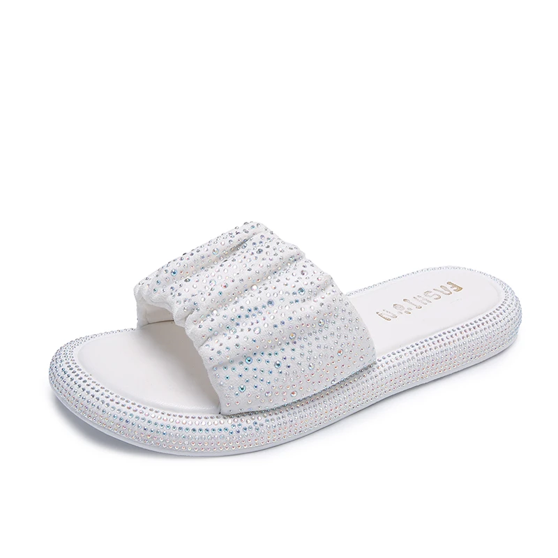 2021 Summer Women's Slippers Fashionable Simple Sweet All-match Vamp Rhinestone Decoration Elegant Trifle Bottom Slippers
2021 Summer Women's Slippers Fashionable Simple Sweet All-match Vamp Rhinestone Decoration Elegant Trifle Bottom Slippers