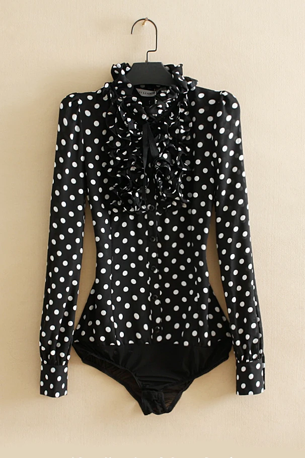 Fashion Dots Print Bodysuit Women 2021 Spring New Elegant Chic Bow Ruffled Chiffon Shirt Female Long Sleeve Jumpsuit Romber Tops 
Fashion Dots Print Bodysuit Women 2021 Spring New Elegant Chic Bow Ruffled Chiffon Shirt Female Long Sleeve Jumpsuit Romber Tops