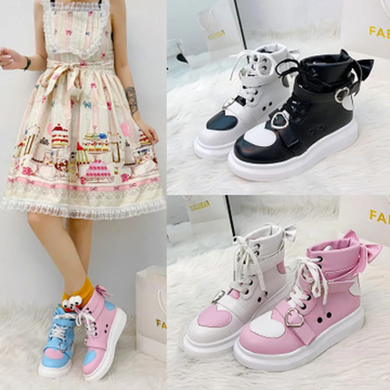 Pink ladies platform loli women's shoes, high-top leather cute sports Japanese college style students sweet love running leisure
Pink ladies platform loli women's shoes, high-top leather cute sports Japanese college style students sweet love running leisure