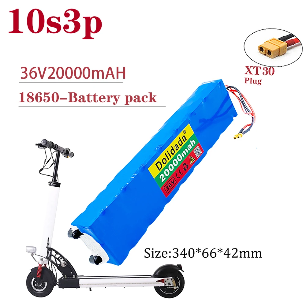 36V 20Ah 18650 Rechargeable lithium Battery pack 10S3P 500W High power for Modified Bikes Scooter Electric Vehicle,With BMS XT30
36V 20Ah 18650 Rechargeable lithium Battery pack 10S3P 500W High power for Modified Bikes Scooter Electric Vehicle,With BMS XT30