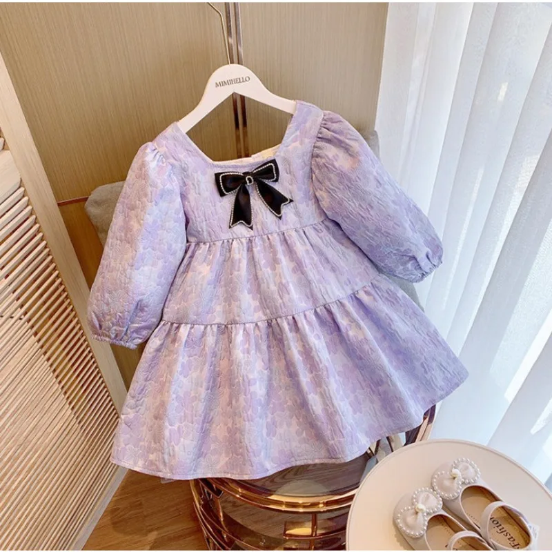 Bow Decoration Dress for Kids Spring Autumn Fashion Clothing Long Sleeve Princess Dress Square Collar Knee-Length Printed Dress
Bow Decoration Dress for Kids Spring Autumn Fashion Clothing Long Sleeve Princess Dress Square Collar Knee-Length Printed Dress