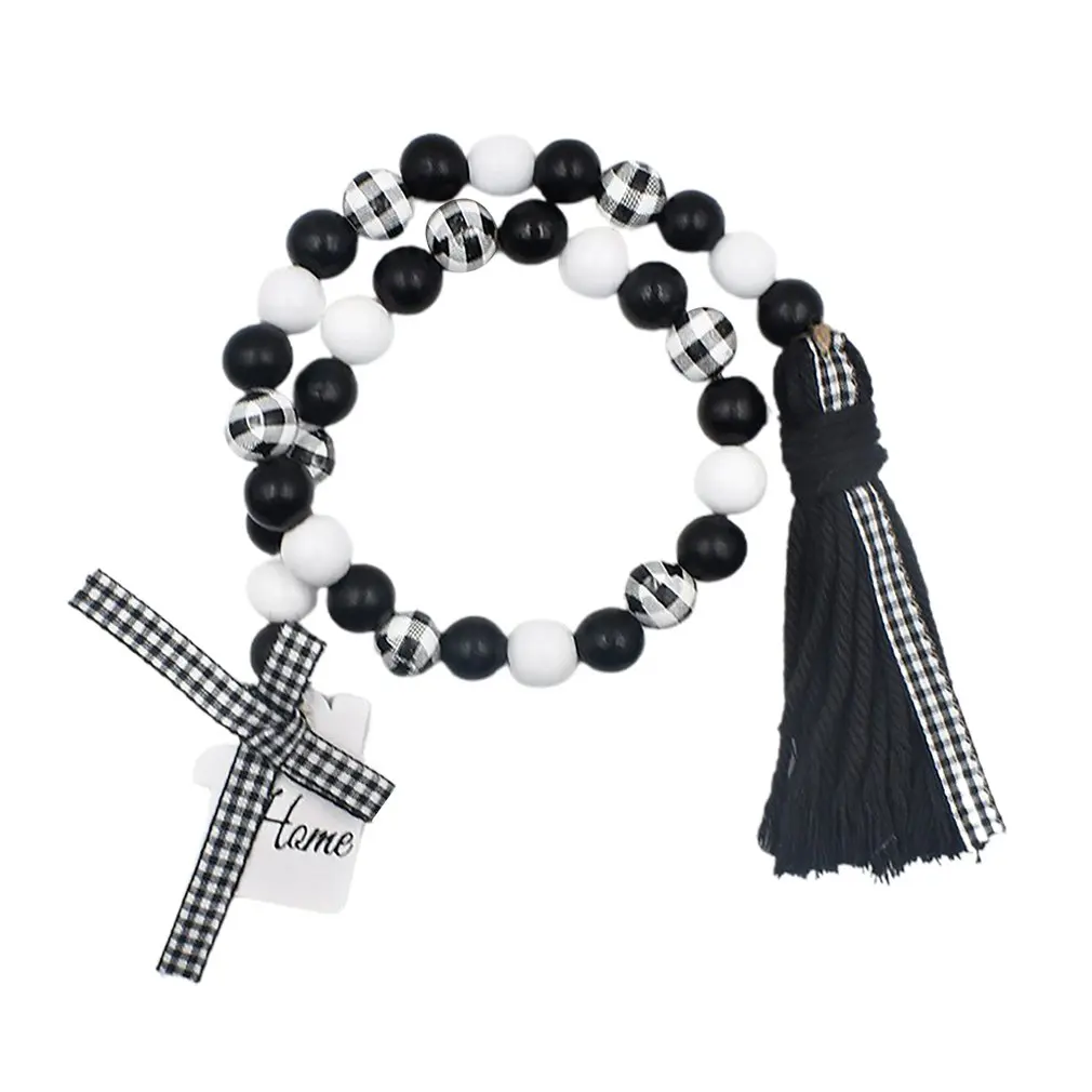 Wood Bead Garland Black White Plaid With Cotton Rope Plaid Tassel Wall Hanging Wooden Beads DIY Tray Decoration
Wood Bead Garland Black White Plaid With Cotton Rope Plaid Tassel Wall Hanging Wooden Beads DIY Tray Decoration