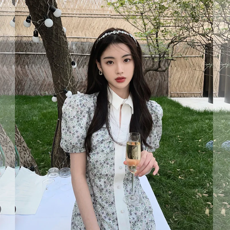 French Slim Floral Print Summer Women Puff Sleeve Mini Dress Ladies High Version Sweet Dress Female Brand New Sexy Dresses ML156
French Slim Floral Print Summer Women Puff Sleeve Mini Dress Ladies High Version Sweet Dress Female Brand New Sexy Dresses ML156