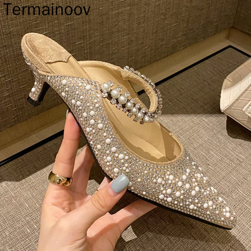 Termainoov Women Slippers Pointed Toe Diamond Stiletto Female Pumps Shoes Summer Rhinestone Dress Shoes
Termainoov Women Slippers Pointed Toe Diamond Stiletto Female Pumps Shoes Summer Rhinestone Dress Shoes