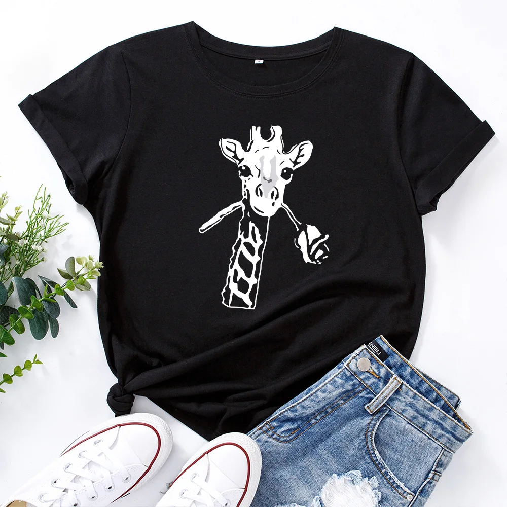 Giraffe Rose Flower Print Funny Women T-shirt Short Sleeve Graphic Summer Tops Harajuku Clothes
Giraffe Rose Flower Print Funny Women T-shirt Short Sleeve Graphic Summer Tops Harajuku Clothes