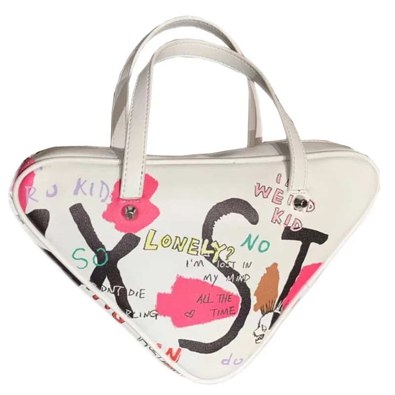 Hand-painted Women's Pu Leather Handbag Women Triangle Messenger Bags Female Handbag Cartoon Totes
Hand-painted Women's Pu Leather Handbag Women Triangle Messenger Bags Female Handbag Cartoon Totes