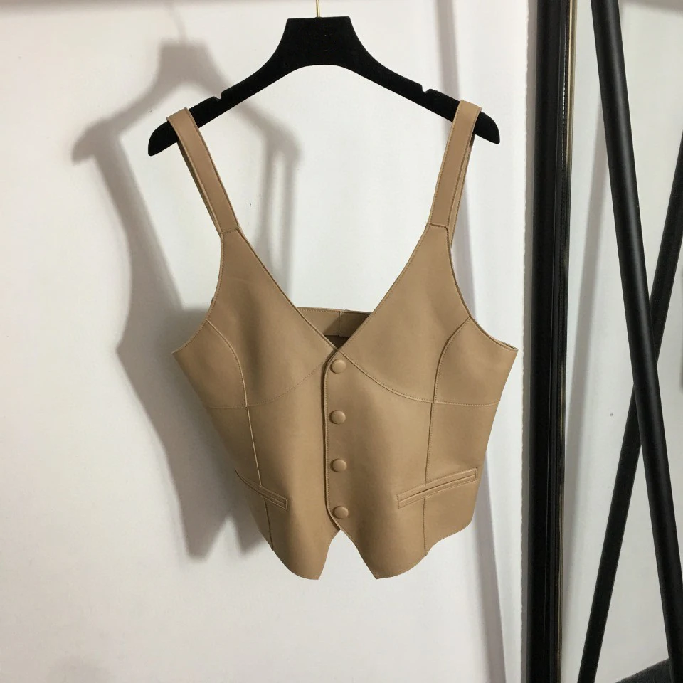High Quality Luxury Autumn Sexy Women Fashion V-neck Leather Sling Imported Sheep Leather Waistcoat Vest
High Quality Luxury Autumn Sexy Women Fashion V-neck Leather Sling Imported Sheep Leather Waistcoat Vest