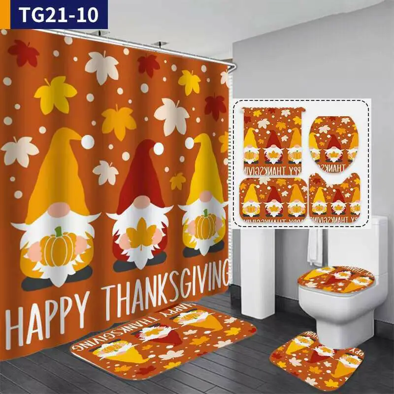 StarBlue-HGS Thanksgiving Day Waterproof Shower Curtain Bath Mat Pedestal Rug Lid Toilet Cover Bathroom 4PCS/ Set
StarBlue-HGS Thanksgiving Day Waterproof Shower Curtain Bath Mat Pedestal Rug Lid Toilet Cover Bathroom 4PCS/ Set