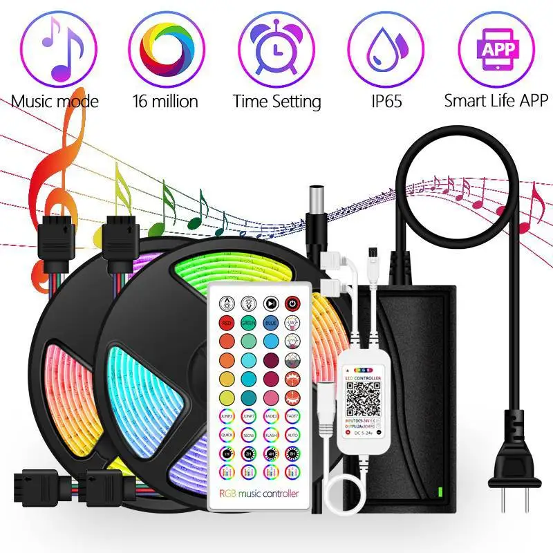 WiFi LED Strip Lights RGB 5M-10M 5050 SMD Flexible Ribbo Waterproof Tape Diode Adapter LED Lights for Room TV Backlit
WiFi LED Strip Lights RGB 5M-10M 5050 SMD Flexible Ribbo Waterproof Tape Diode Adapter LED Lights for Room TV Backlit