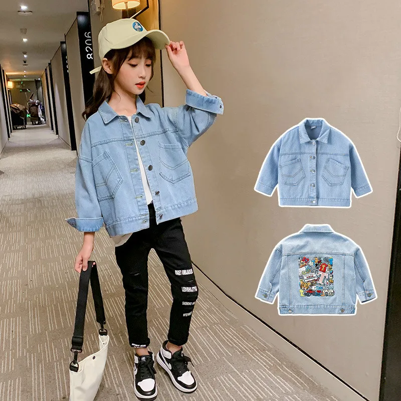 Girls denim coat 2020 Autumn Jeans Jacket Kids clothes Long sleeve casual tops Roupas infantis Children jacket menina chaqueta
Girls denim coat 2020 Autumn Jeans Jacket Kids clothes Long sleeve casual tops Roupas infantis Children jacket menina chaqueta