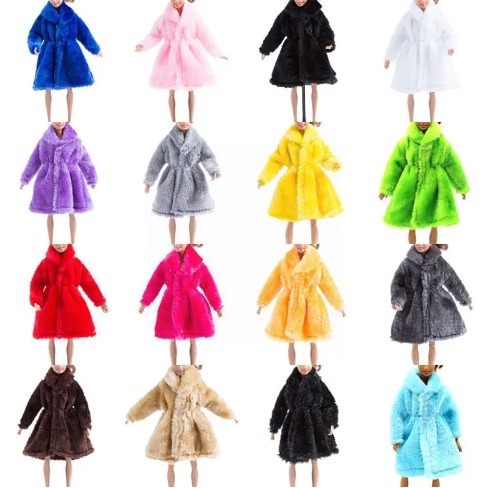 

Однотонная серия плюшевых пальто одежда из кроличьего меха Плюшевые аксессуары Игрушки для кукол Барби модные куклы для девочек Одежда для...