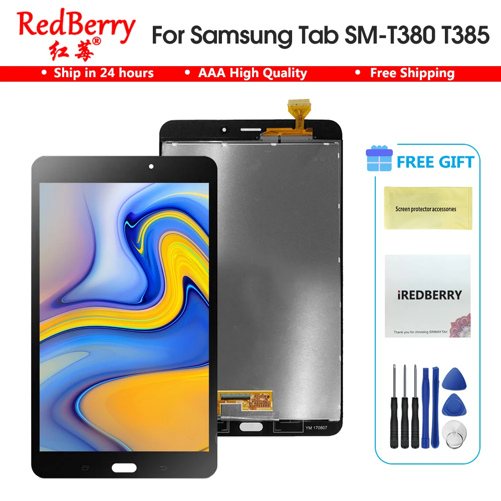 ЖК дисплей T380 для Samsung Galaxy Tab A 8 0 2017 дюйма зеркальный сенсорный экран дигитайзер