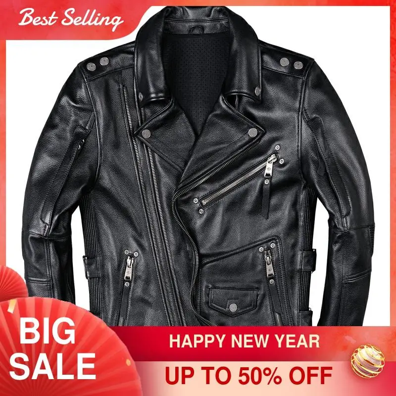 2021 Black Motorcycle Style Genuine Leather Jacket Men Plus Size 4XL Real Thick Cowhide Autumn Slim Fit Natural Biker's Coat
2021 Black Motorcycle Style Genuine Leather Jacket Men Plus Size 4XL Real Thick Cowhide Autumn Slim Fit Natural Biker's Coat