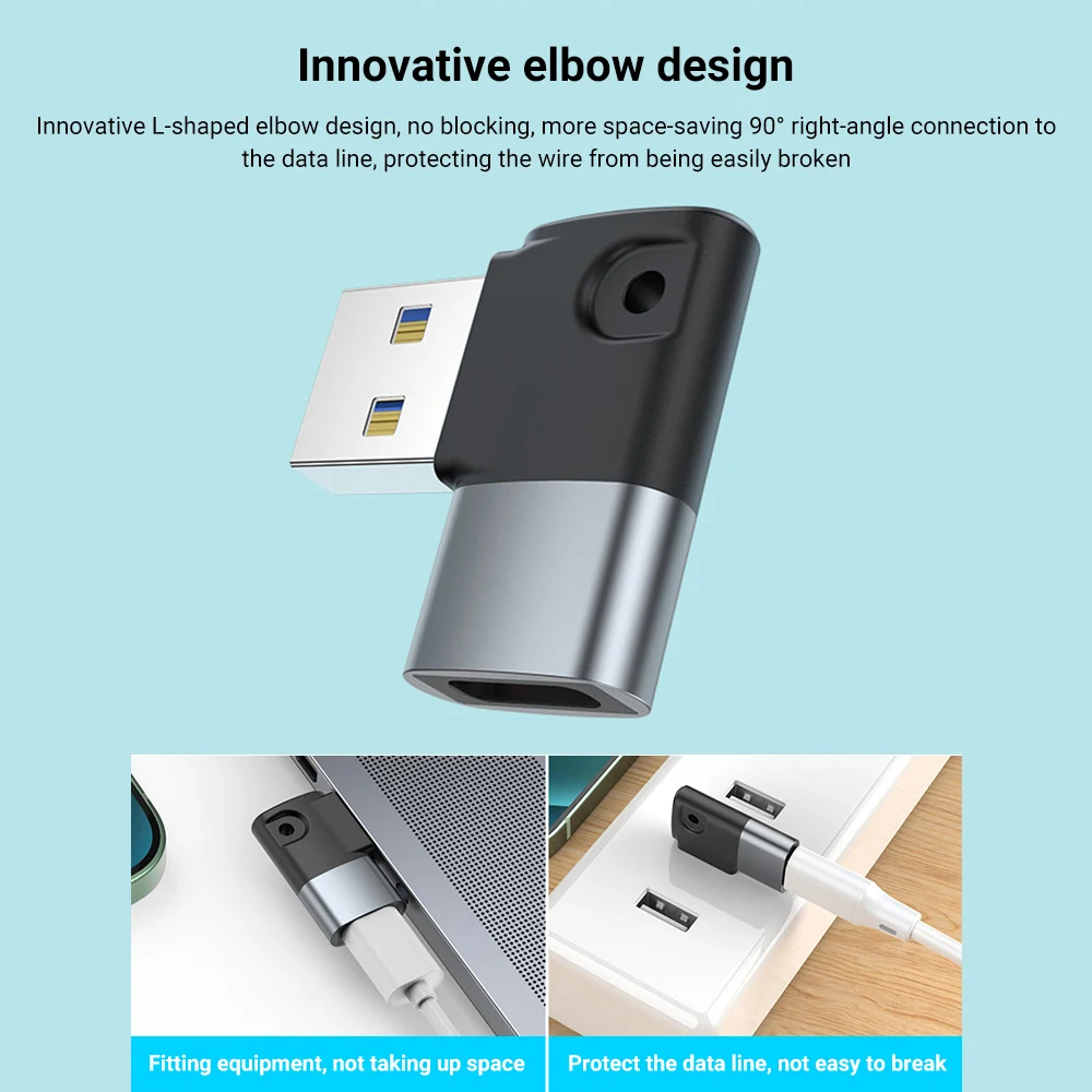 OTG Adapter Aluminum Alloy 90 Degrees USB Male to Type C Female Computer OTG Converter for Phone Headset Car Charger
OTG Adapter Aluminum Alloy 90 Degrees USB Male to Type C Female Computer OTG Converter for Phone Headset Car Charger